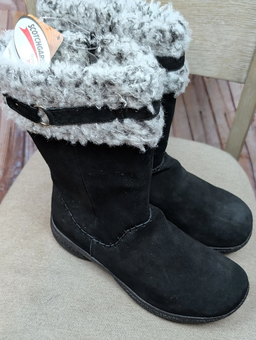 Pro Pet Black Suede Women's  Fur Lined Winter Boots Size 11 New Nwt